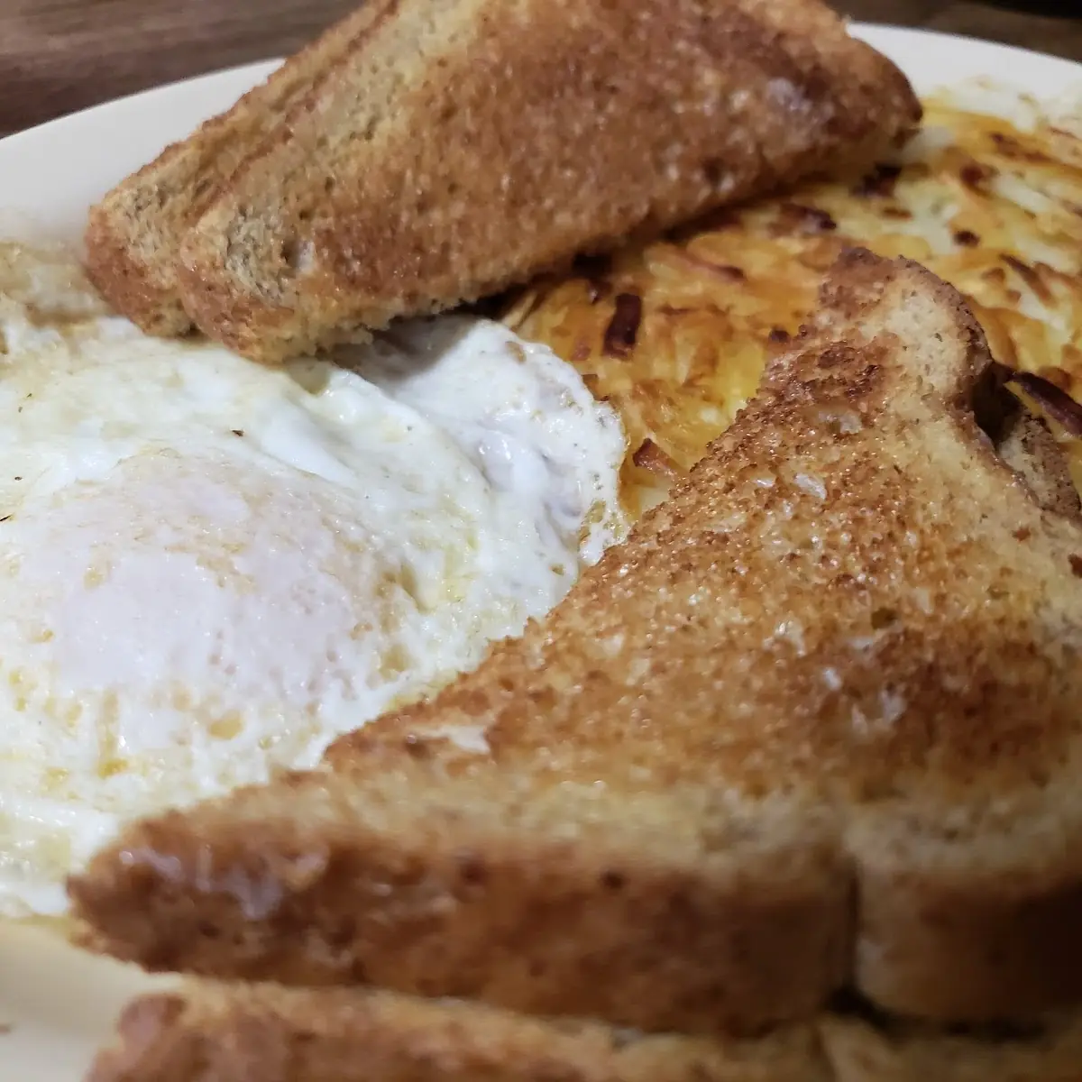 One Egg and Hash-Browns with Toast