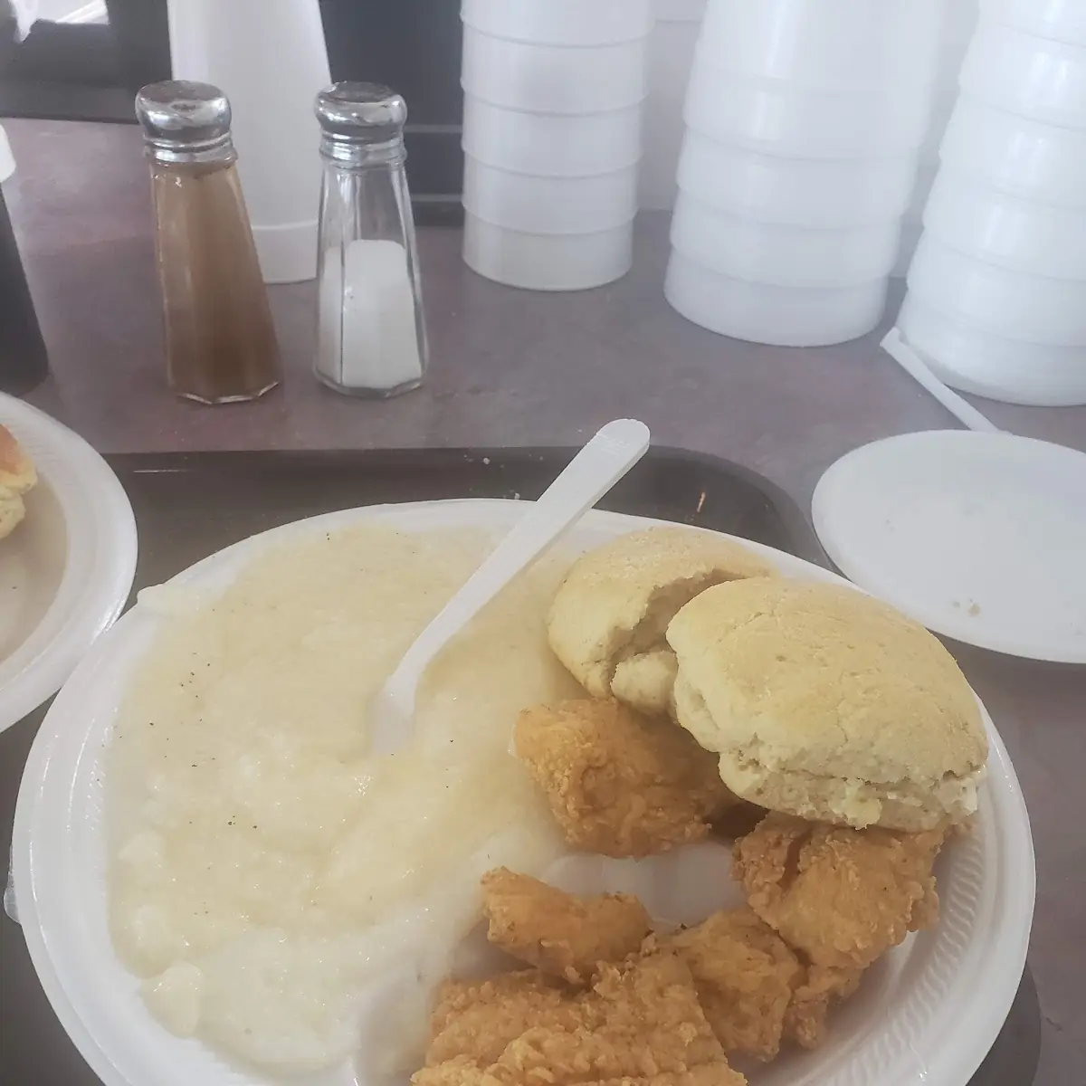 Fried Cat Fish & Grits with Homemade Biscuits