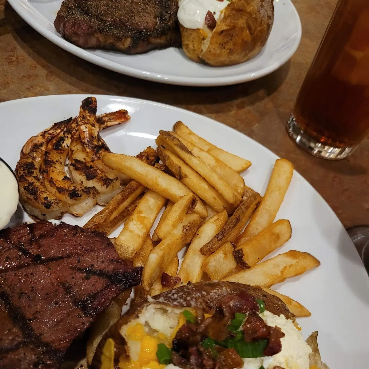 Steak and Fried Shrimp Platter