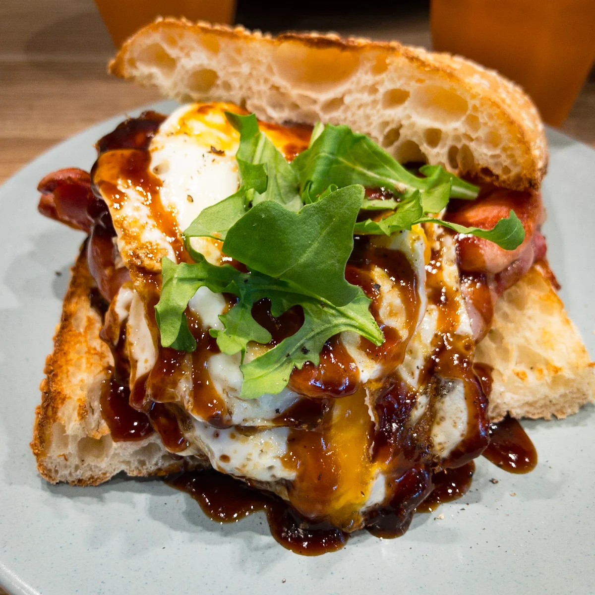 Bacon and Fried Eggs Roll, CAFFE CHERRY BEANS Chermside