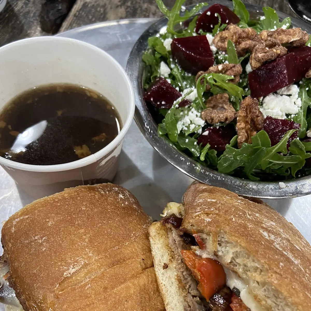 French Dip with Beet Salad