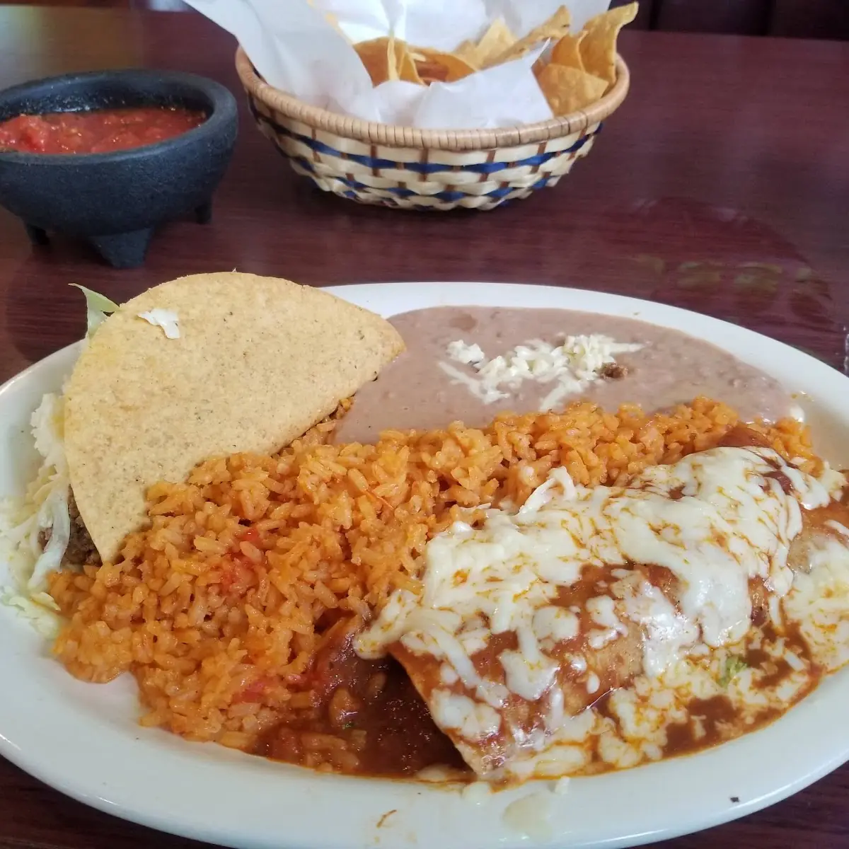 Steak N Chicken Burrito Refried Beans with Rice