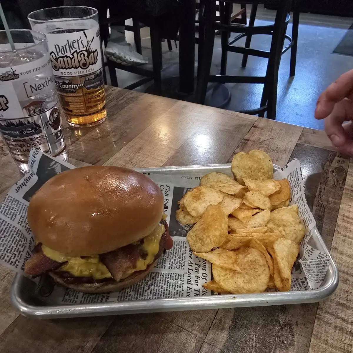 Bacon Cheeseburger and Chips