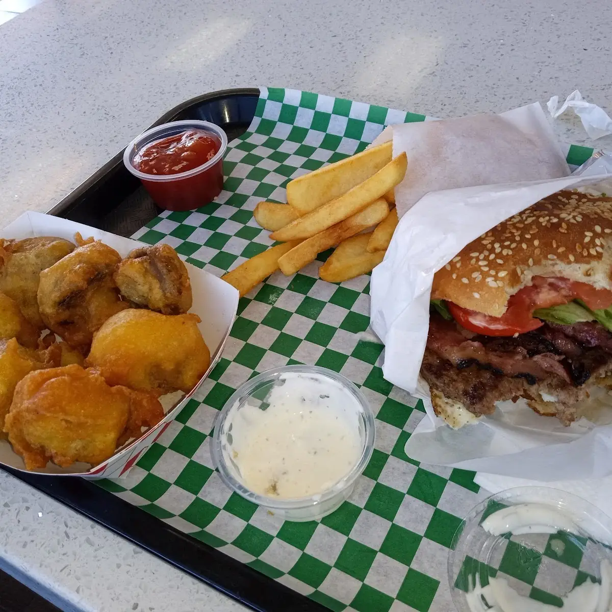 Superb Burger Combo & Fried Mushrooms