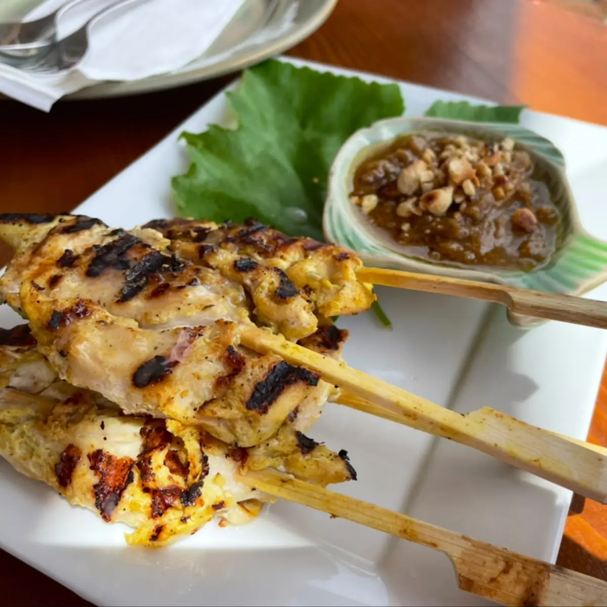 Chicken Satay with Peanut Sauce, Dolci Thai Bistro