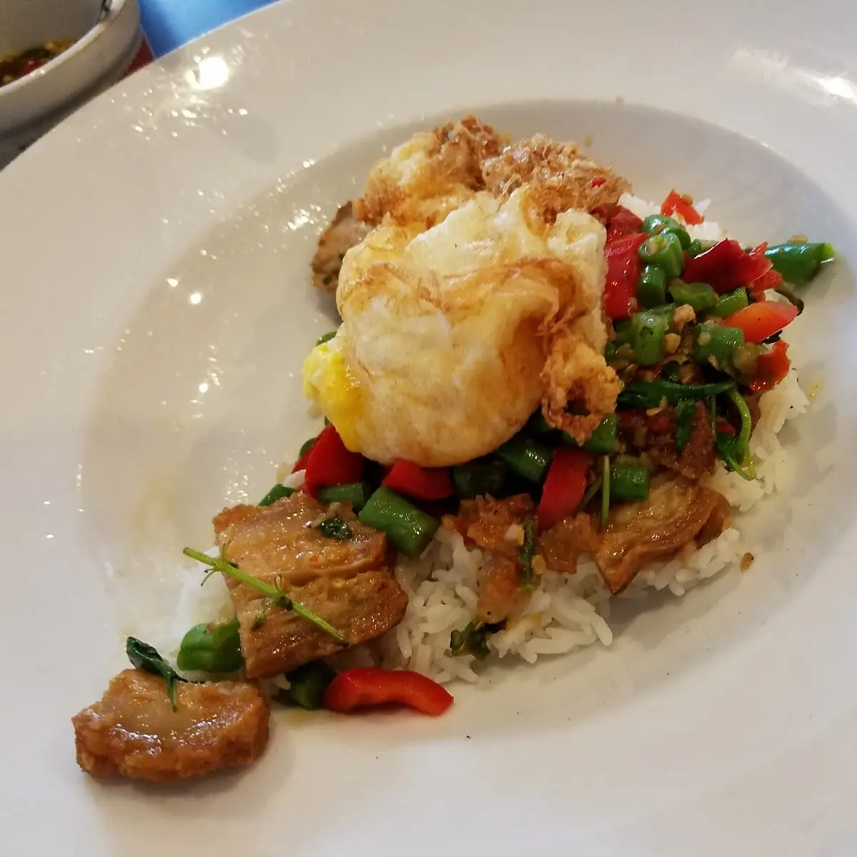 Crispy Pork Rice with Fried Egg on Top