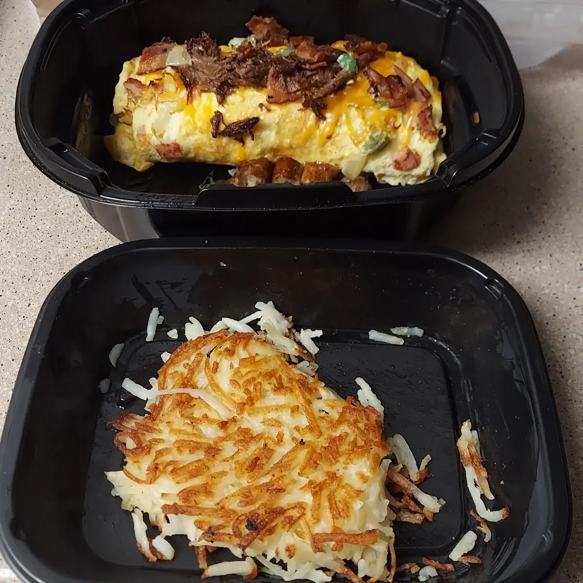 Meat Lover's Omelette with Hash Browns