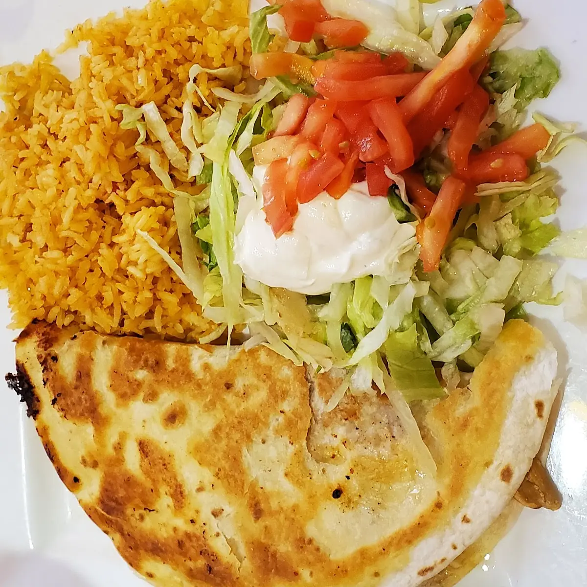 Cheese Quesadilla and Mexican Rice