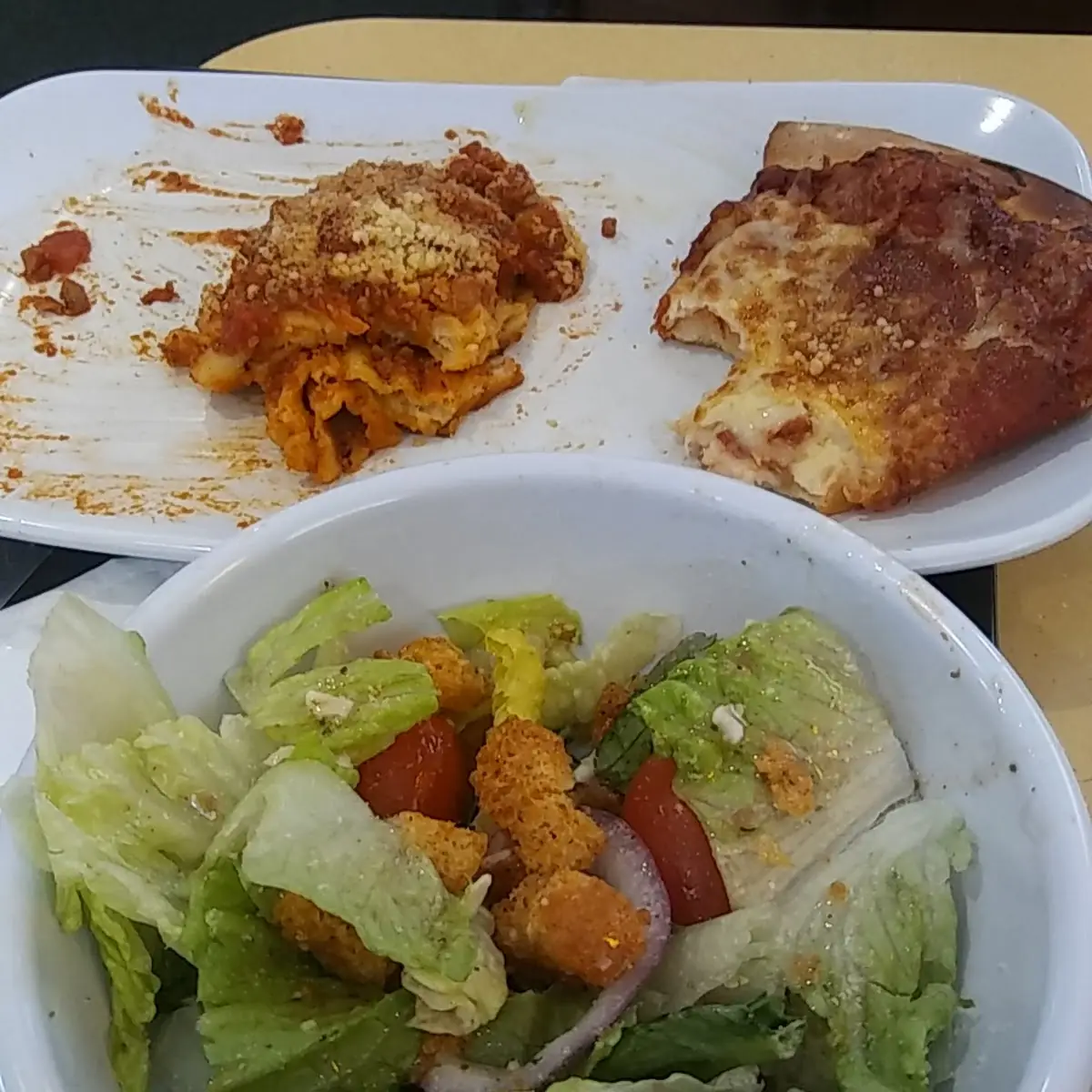 Lasagna and Pizza Slice Side Salad