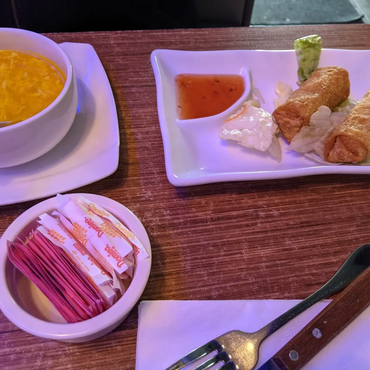 Egg Drop Soup and Egg Rolls at Bento Cafe in Fishers