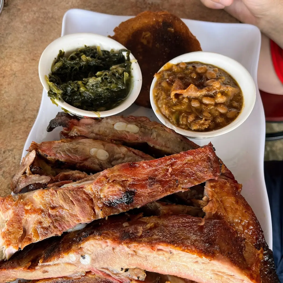Ribs Beans and Collard Greens