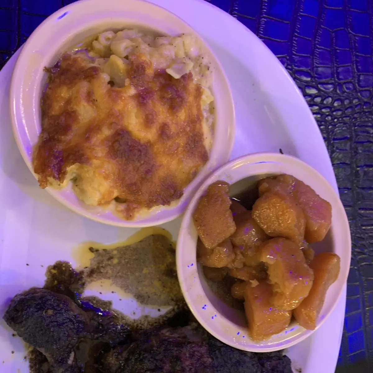 Jerk Chicken Mac and Cheese Candied Yams