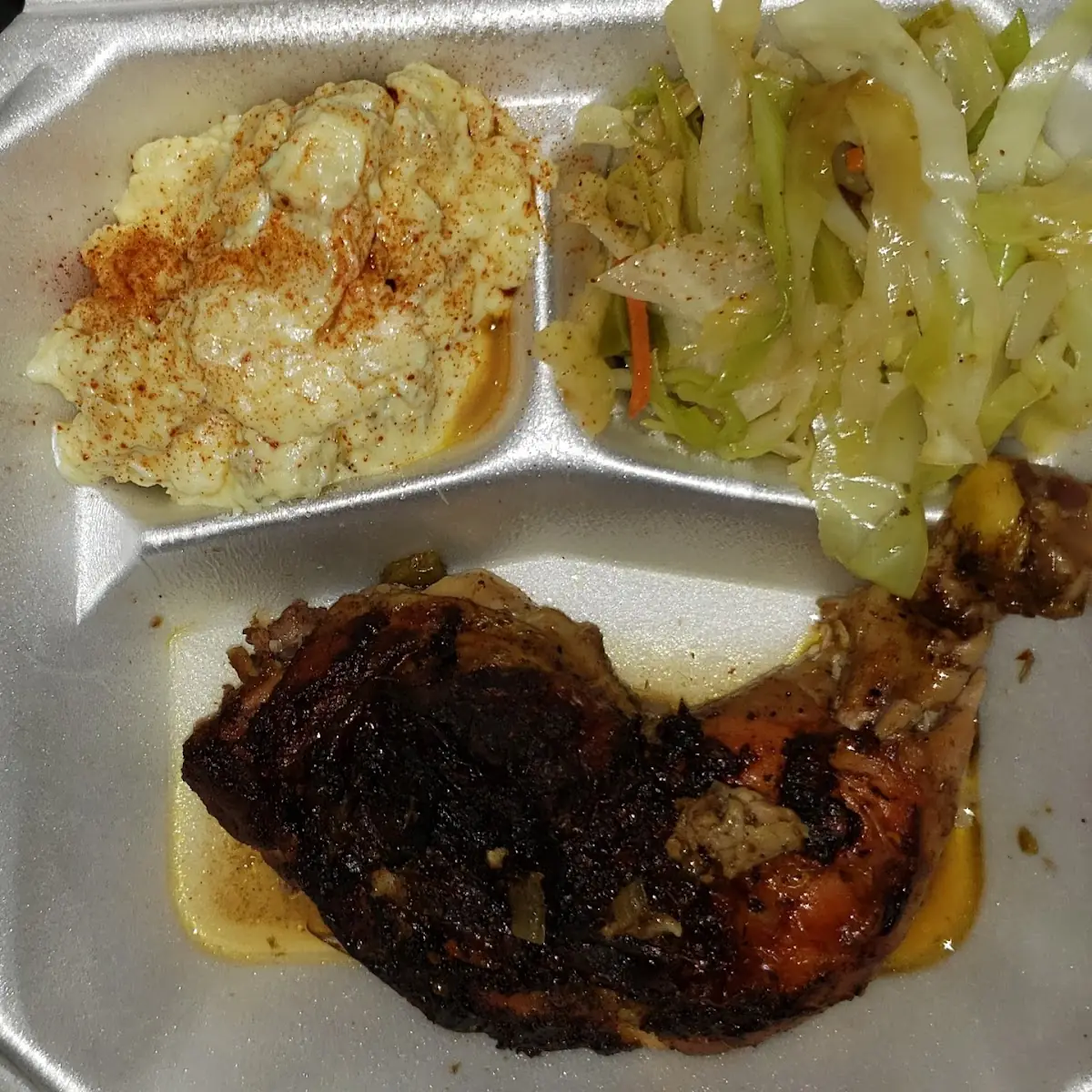 Jerk Chicken Potato Salad and Cabbage