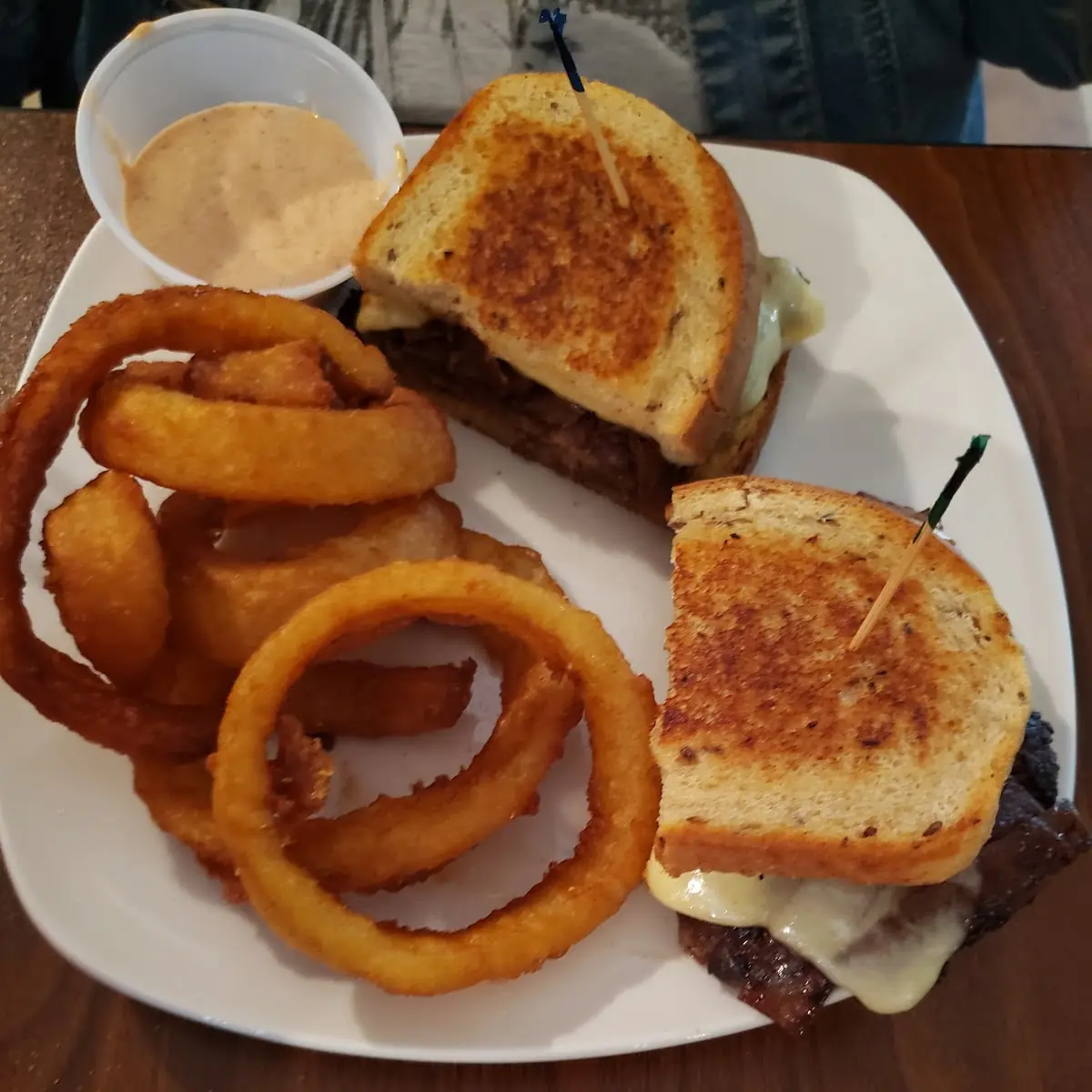 Patty Melt and Onion Rings