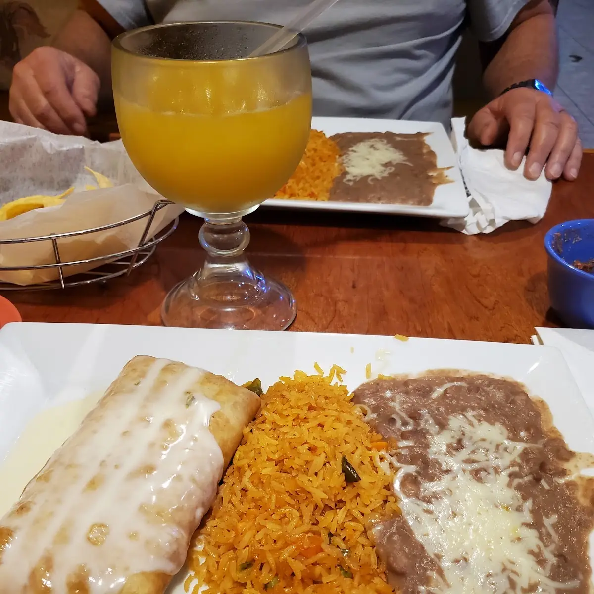 Chicken Chimichanga Rice and Beans