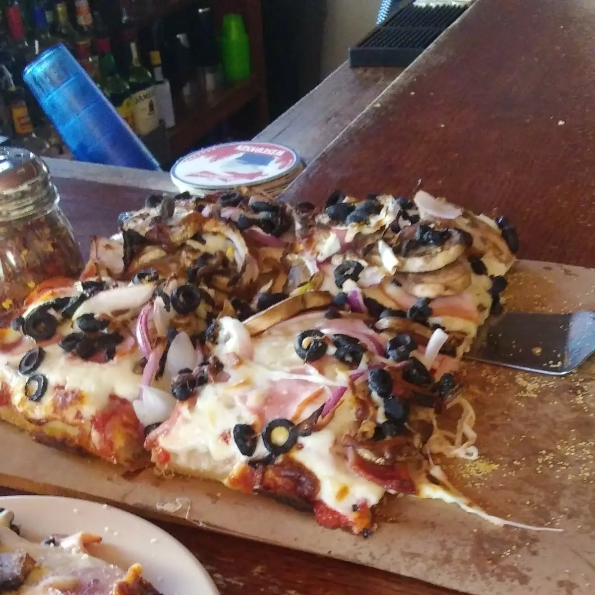 Mushrooms Onions Black Olives and Ham