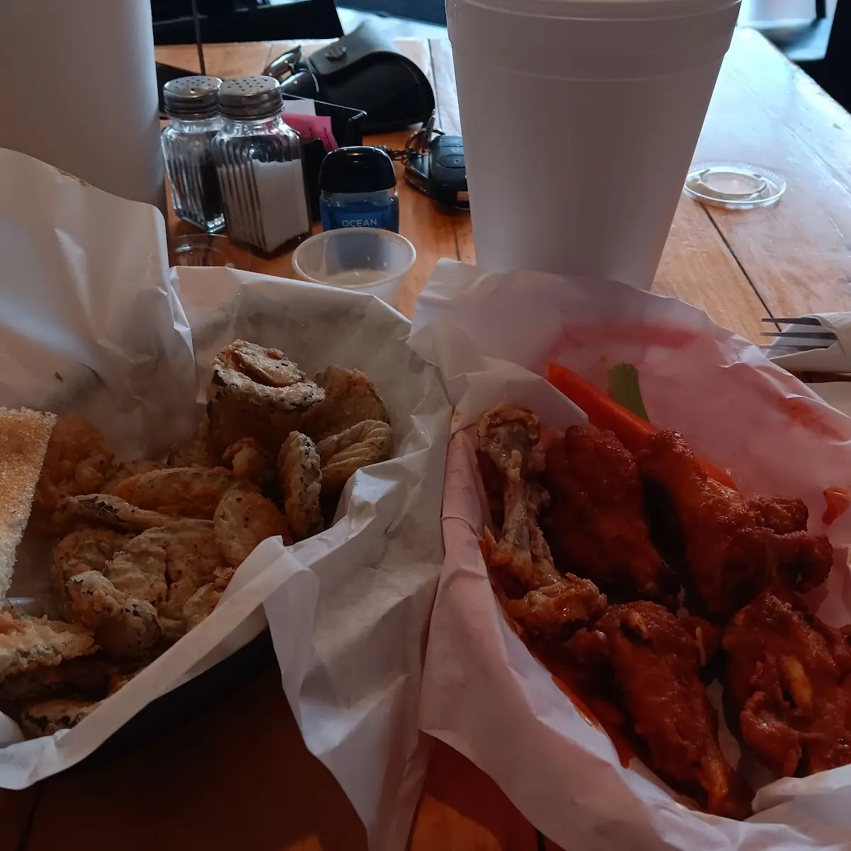 Traditional Buffalo Wings with Fried Pickles
