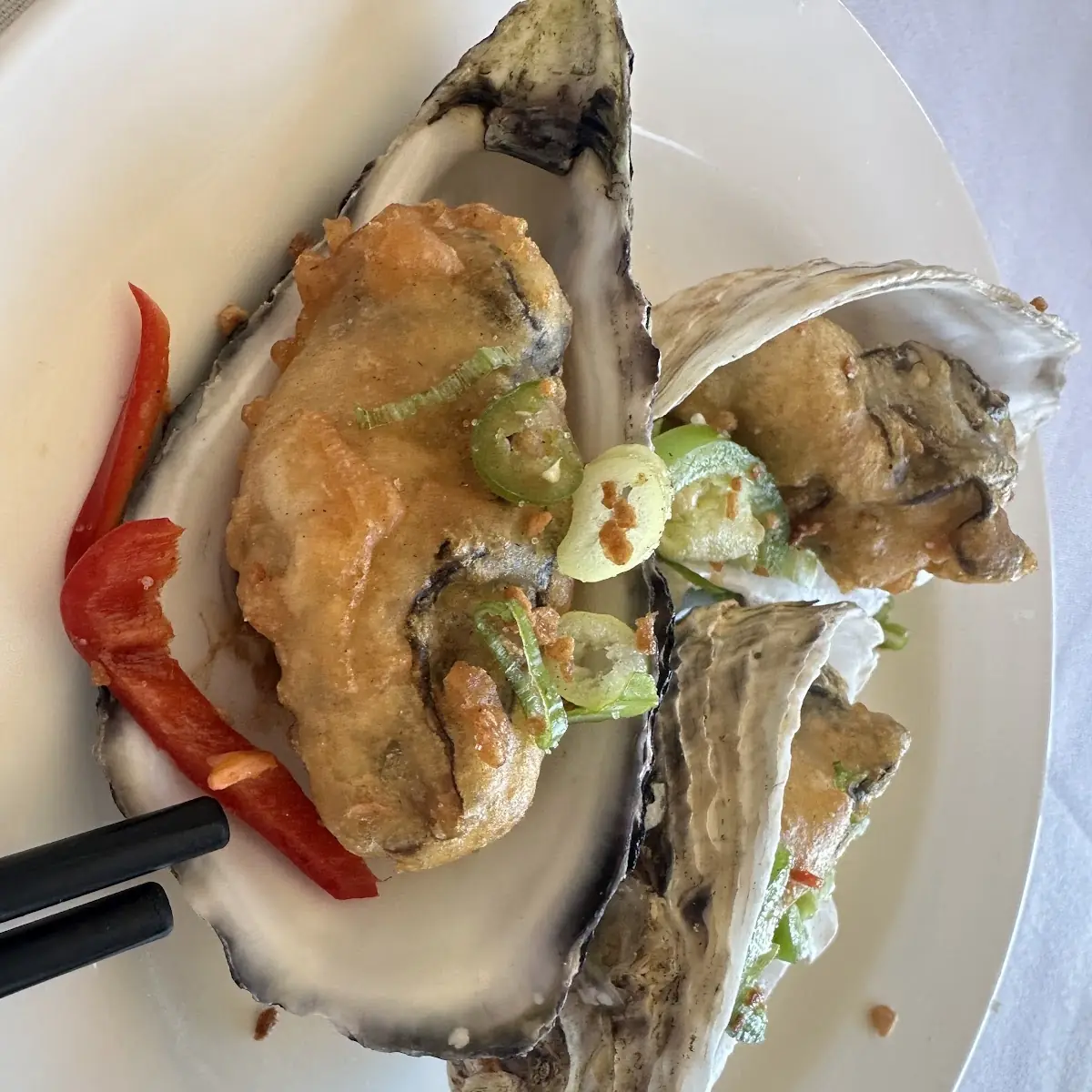 Crispy Fried Jumbo Oysters Served on Shell