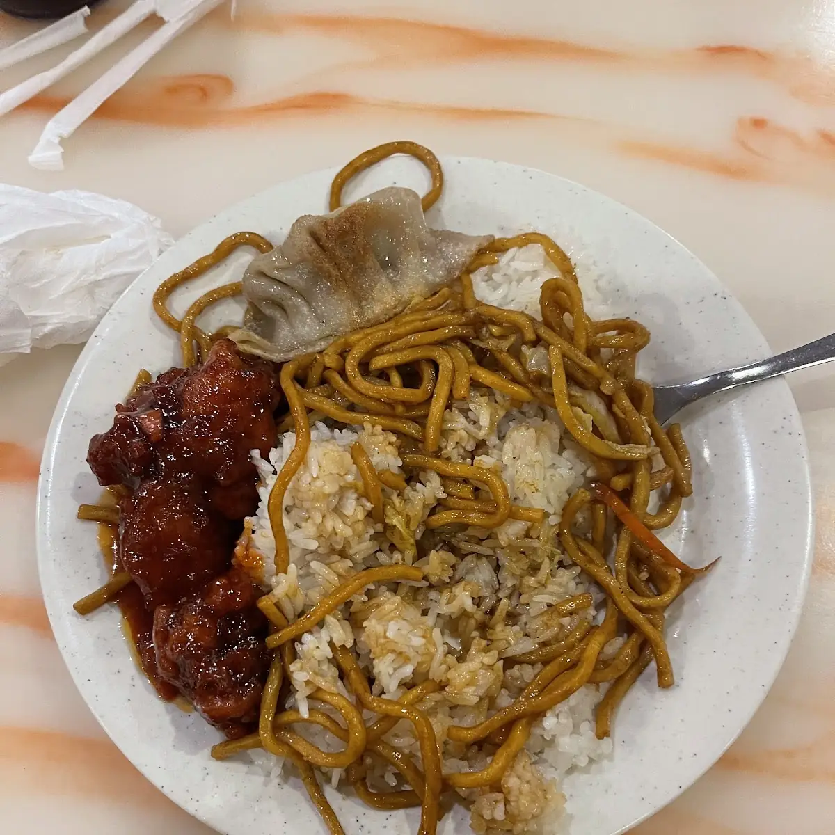 Lo Main Noodles and Fried Dumplings