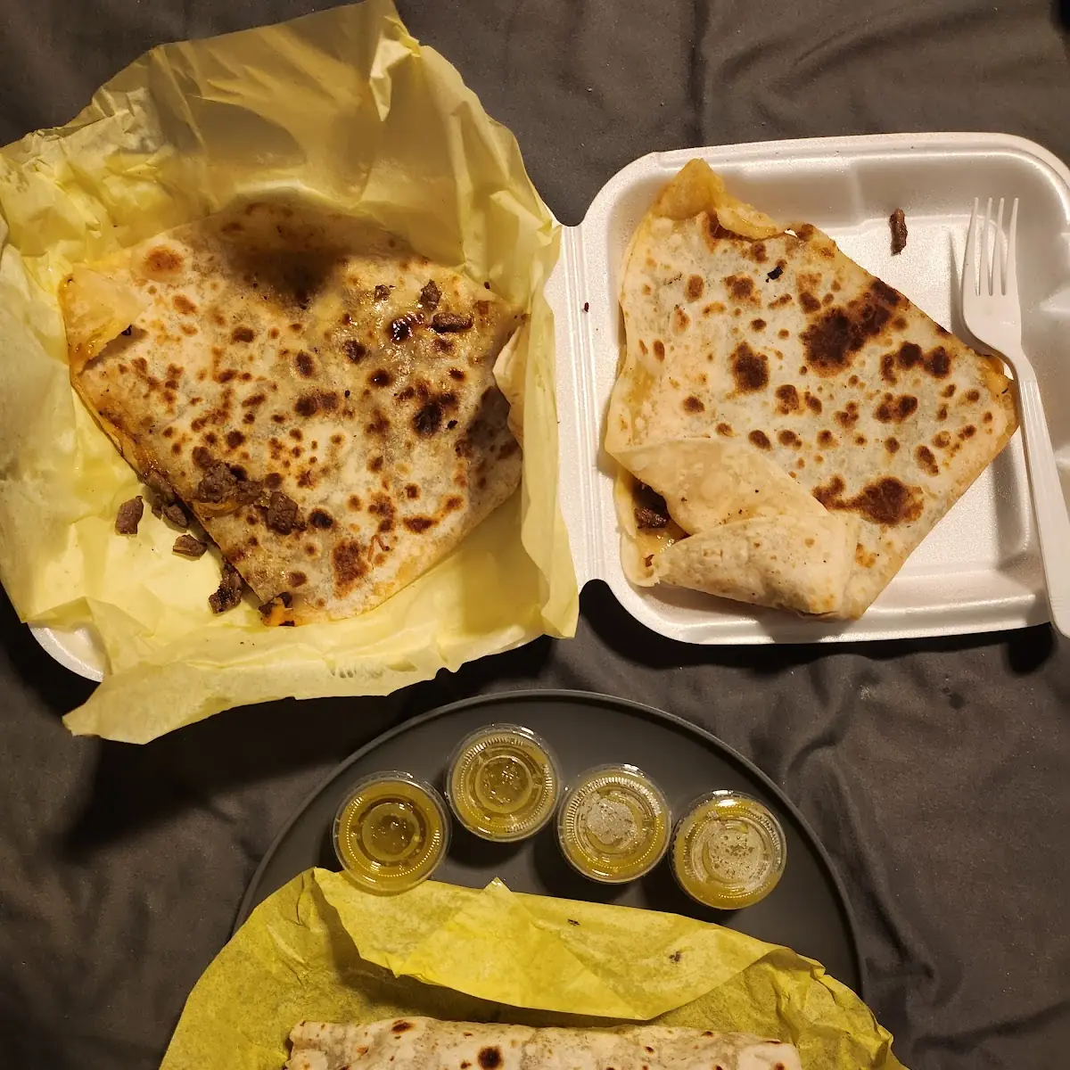 Green Chile Burrito and Carne Asada Quesadilla