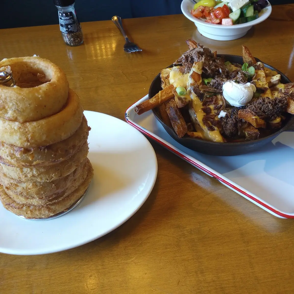 Onion Rings & Bacon Cheddar Fries