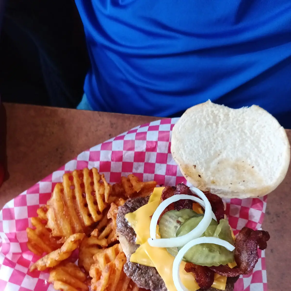 Bacon Cheeseburger with Waffle Fries