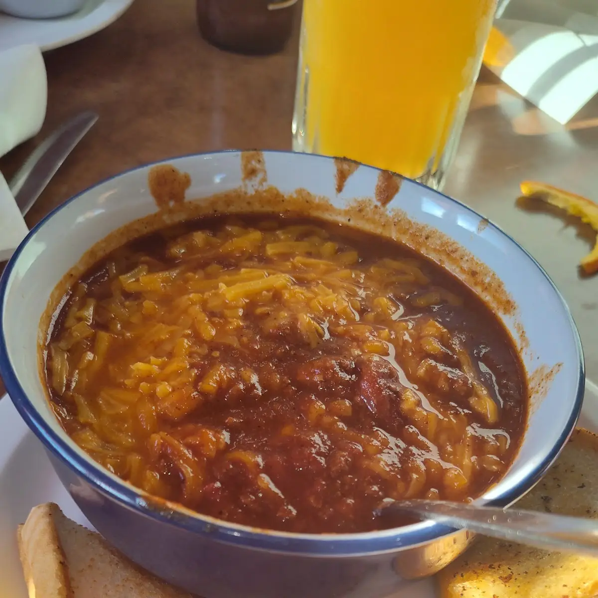 Chili with Grilled Cheese Sandwich