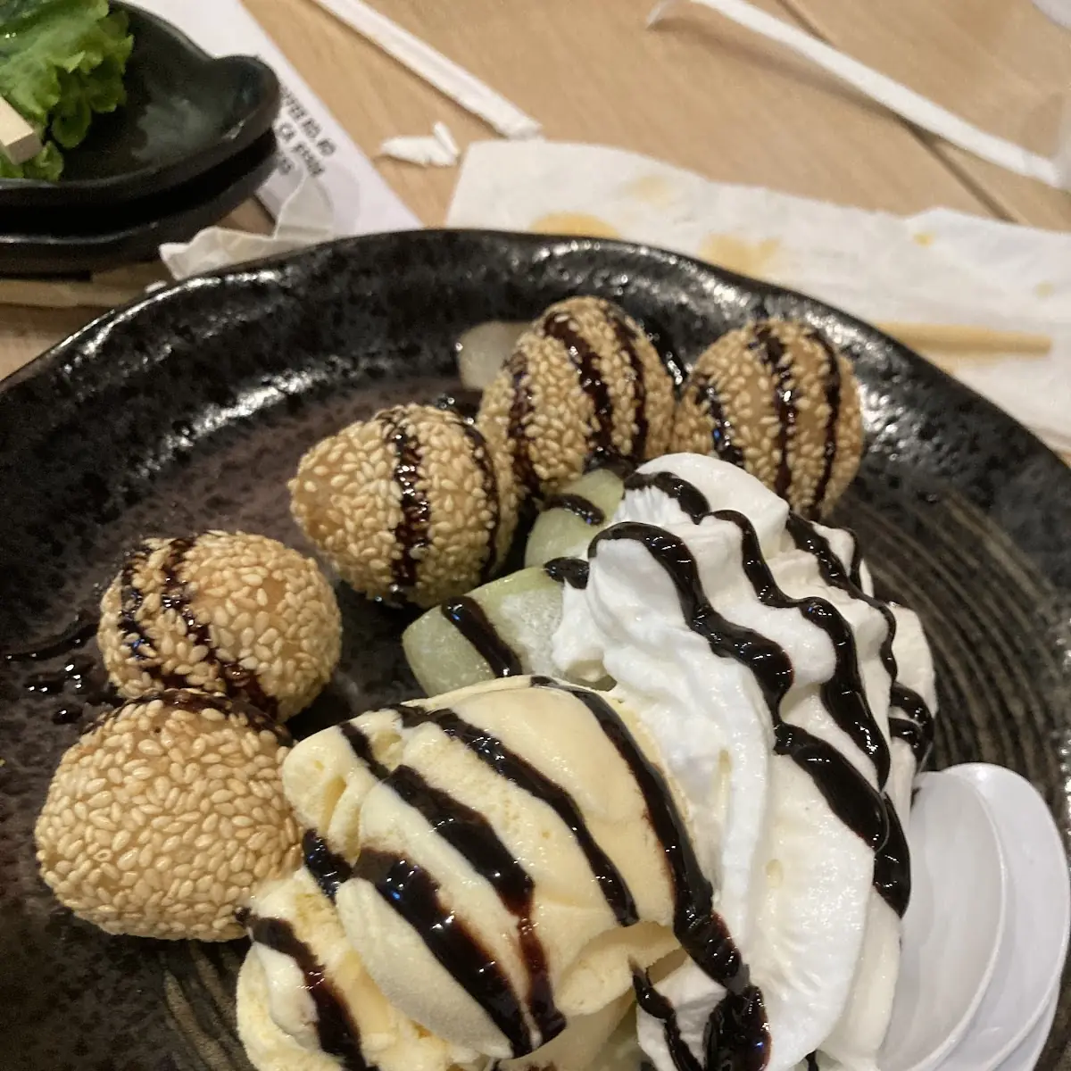 Sesame Ball Ice Cream Sundae