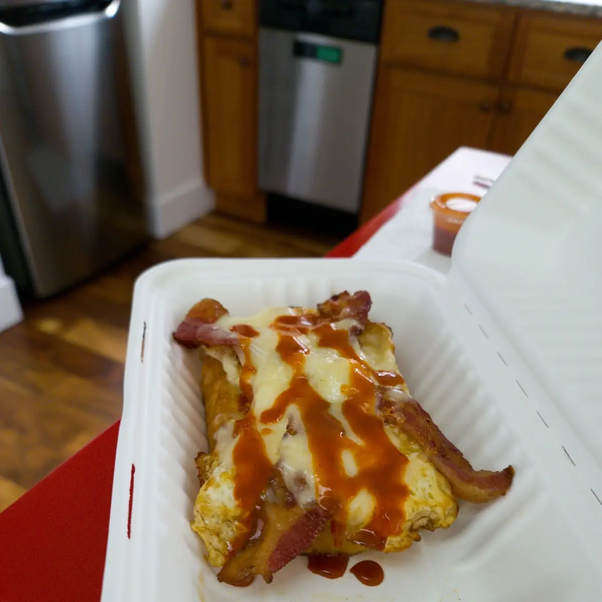 Open Faced Ham Egg and Cheese