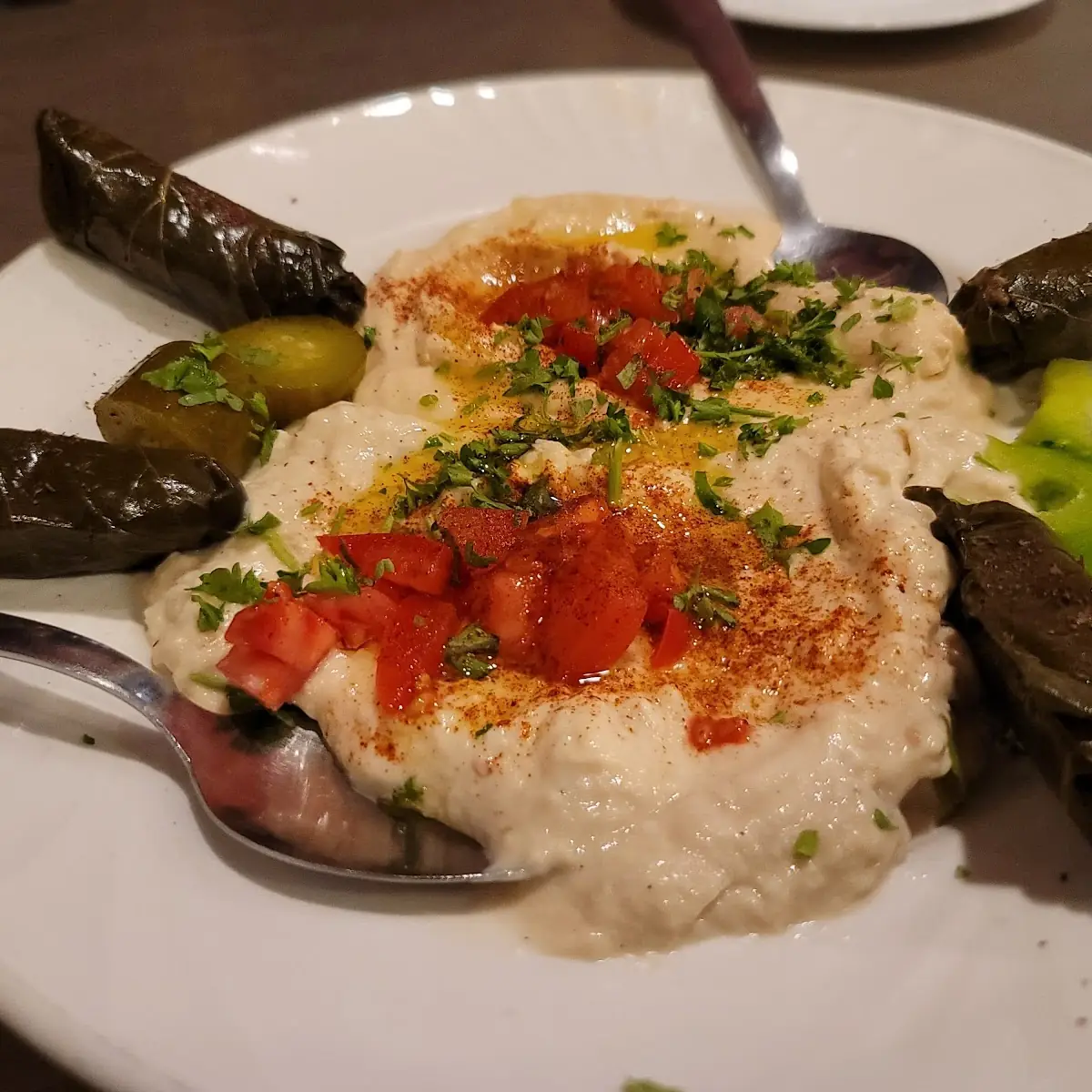 Hummus and Grape Leaves