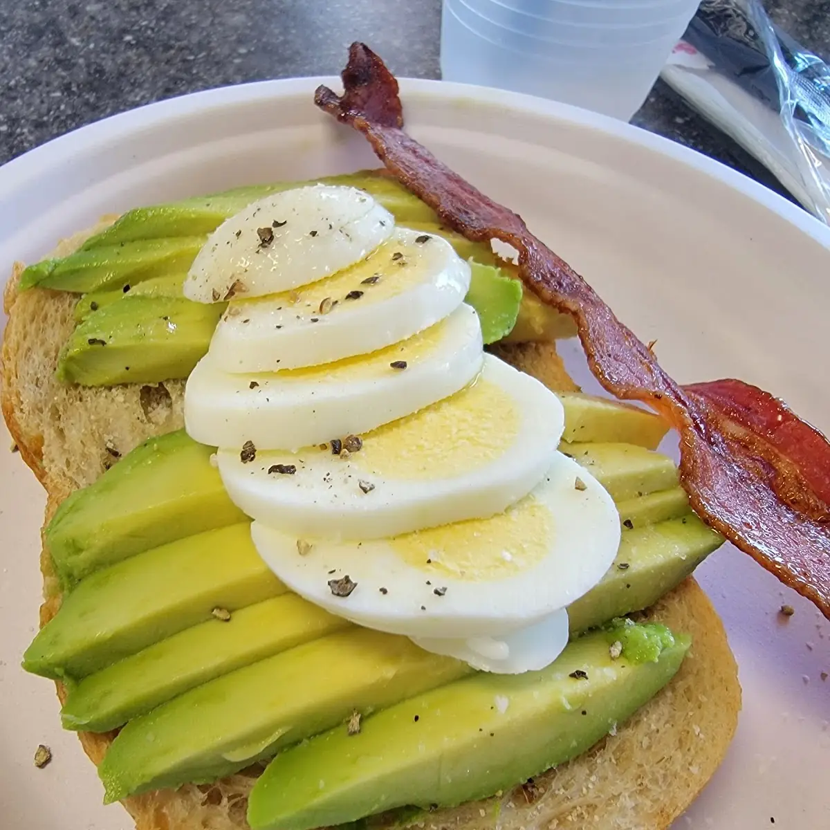 Sourdough Toast with Avocado Egg and Bacon