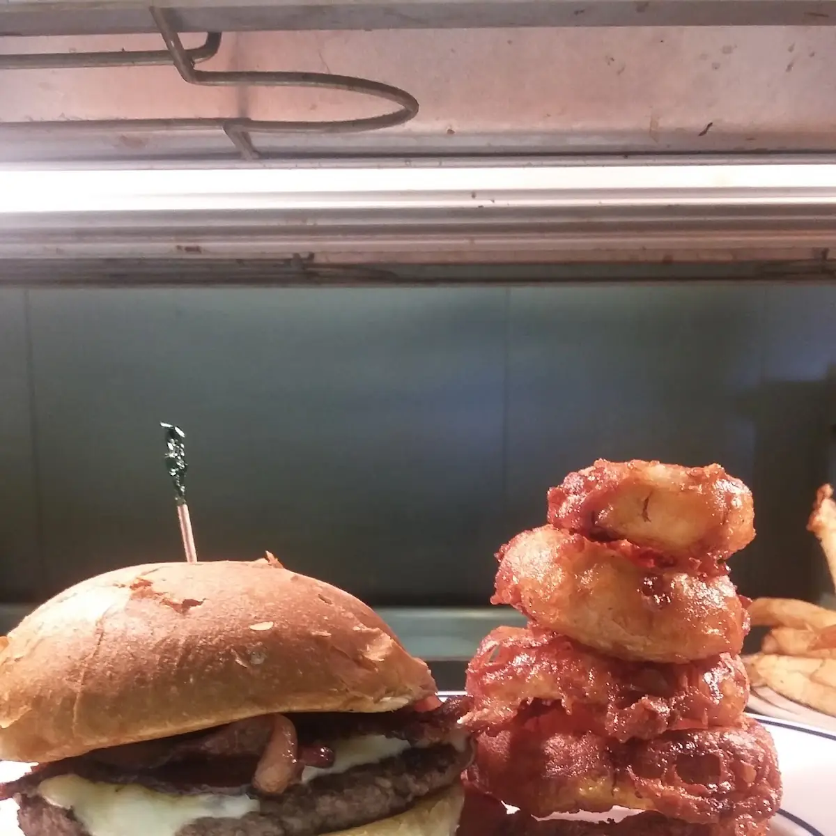 Bacon Cheeseburger with Onion Rings