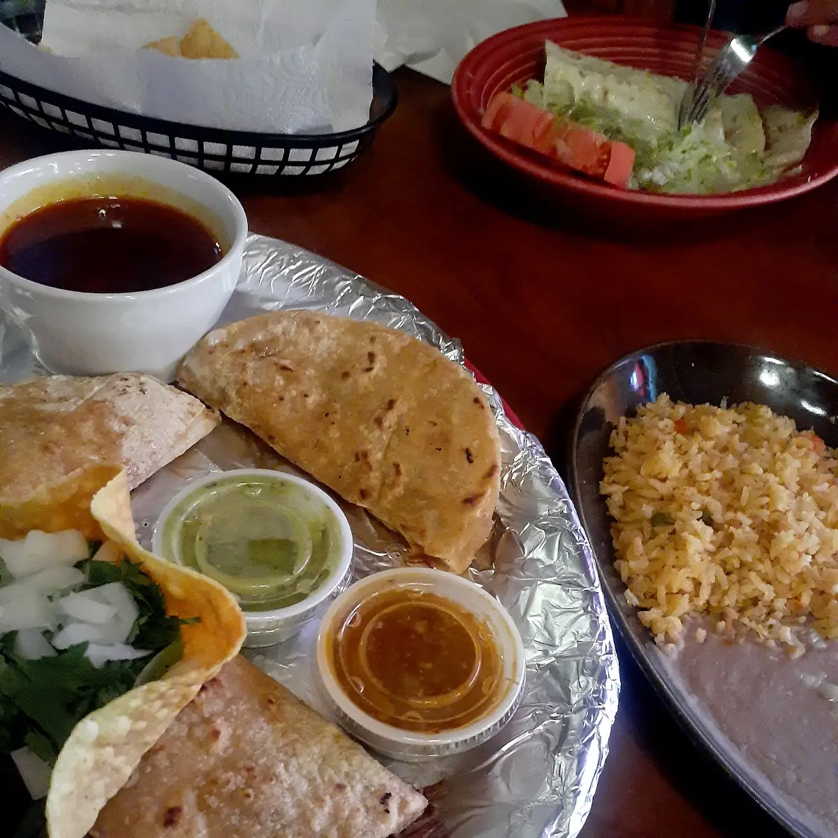 E. Cheese Quesadilla and Spanish Rice