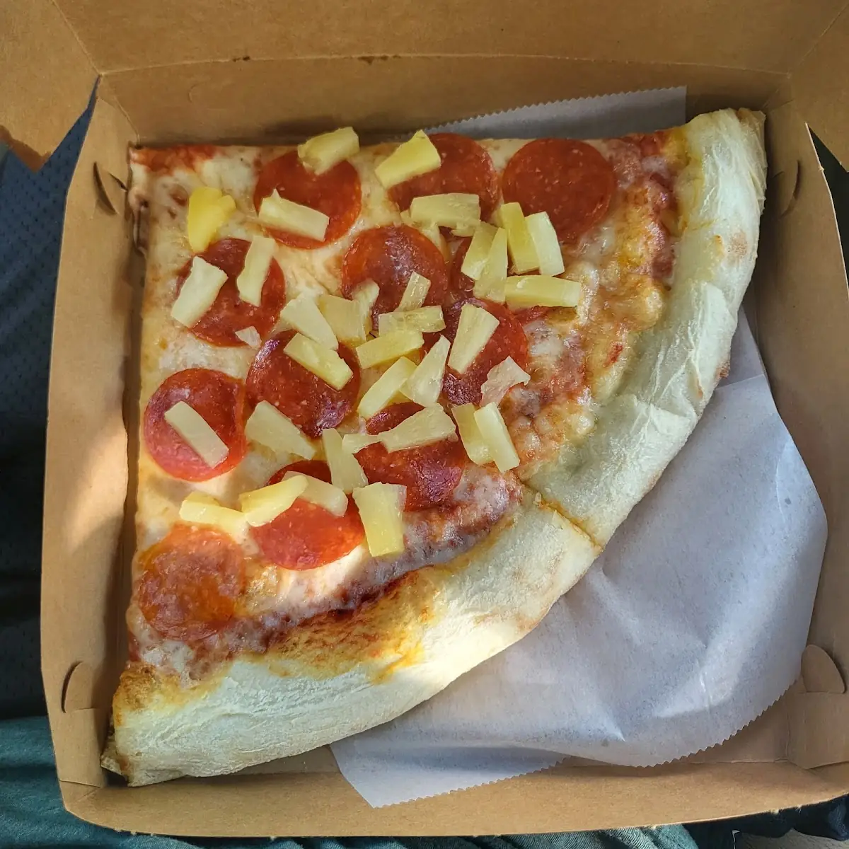 Pineapple N Pepperoni Pizza Slice