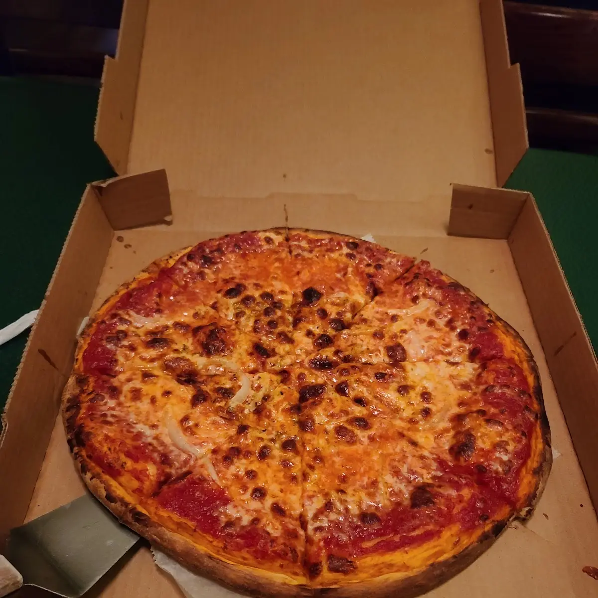 Light Onion and Cheese Pizza Cooked Well Done