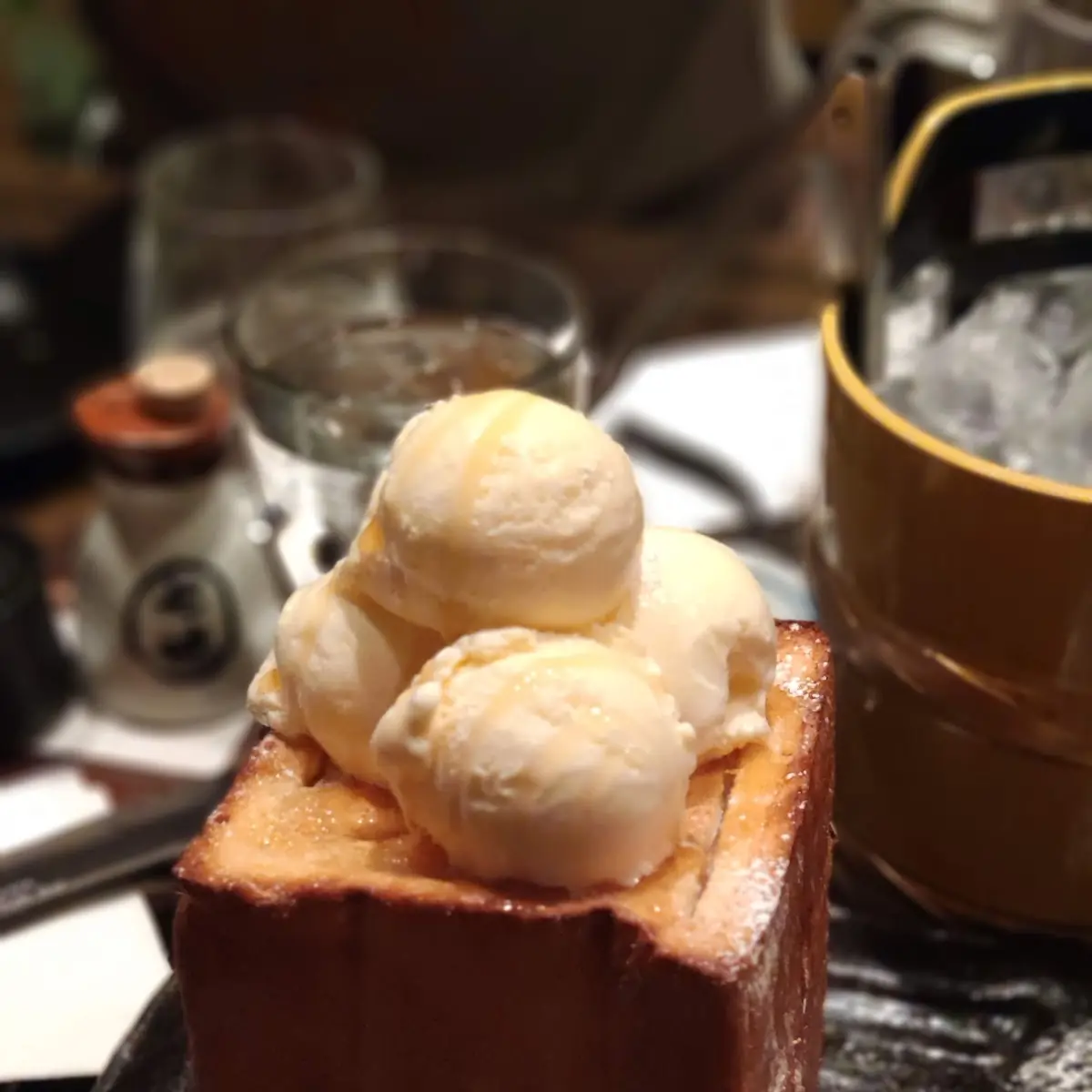 Honey Toast with Vanilla Ice Cream