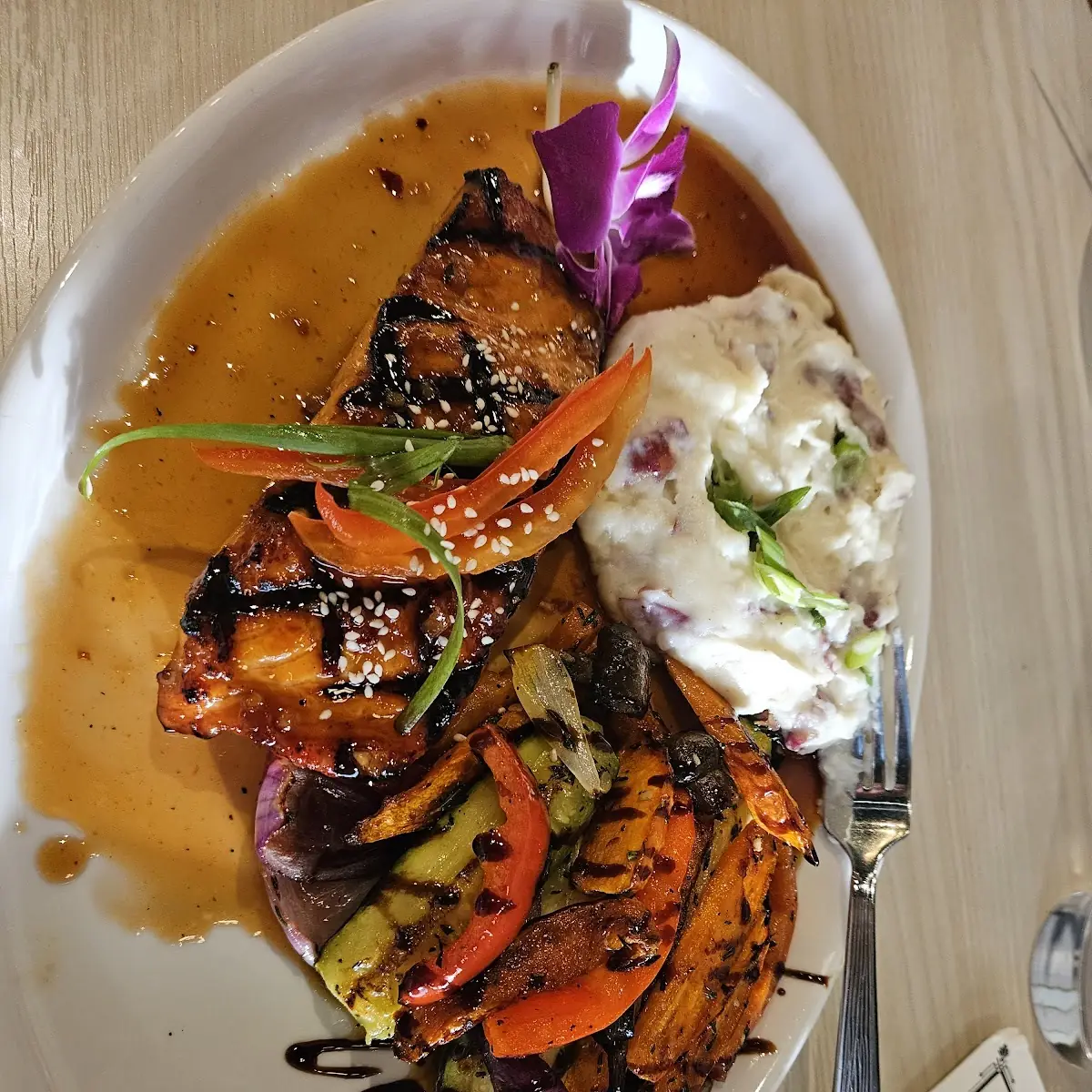 Salmon Dinner with Steamed Mixed Vegetables