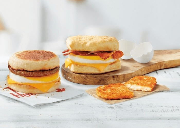 Sausage and Egger on a Biscuit and a Bacon and Egger on a Biscuit, Tim Hortons