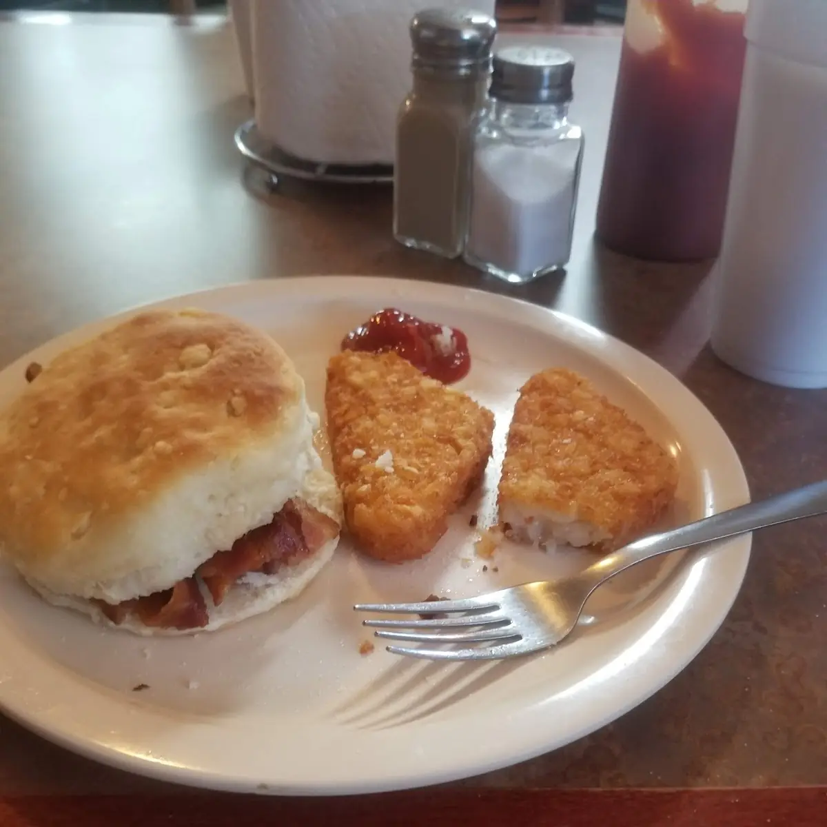 Bacon Biscuit and Hashbrowns