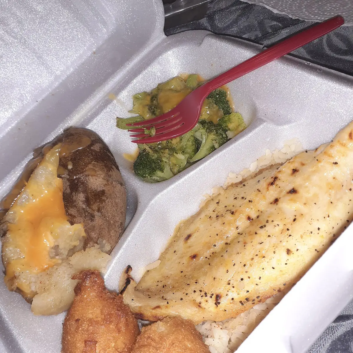 Lemon Pepper Tilapia with Broccoli and Baked Potato