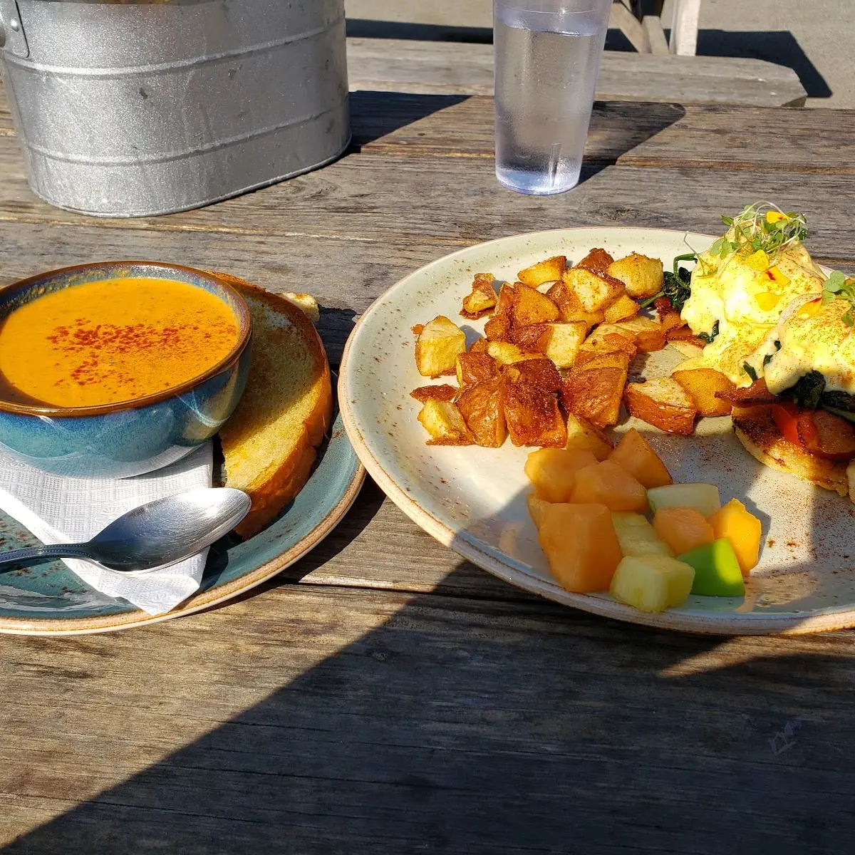 Tomato Soup and Eggs Benedict