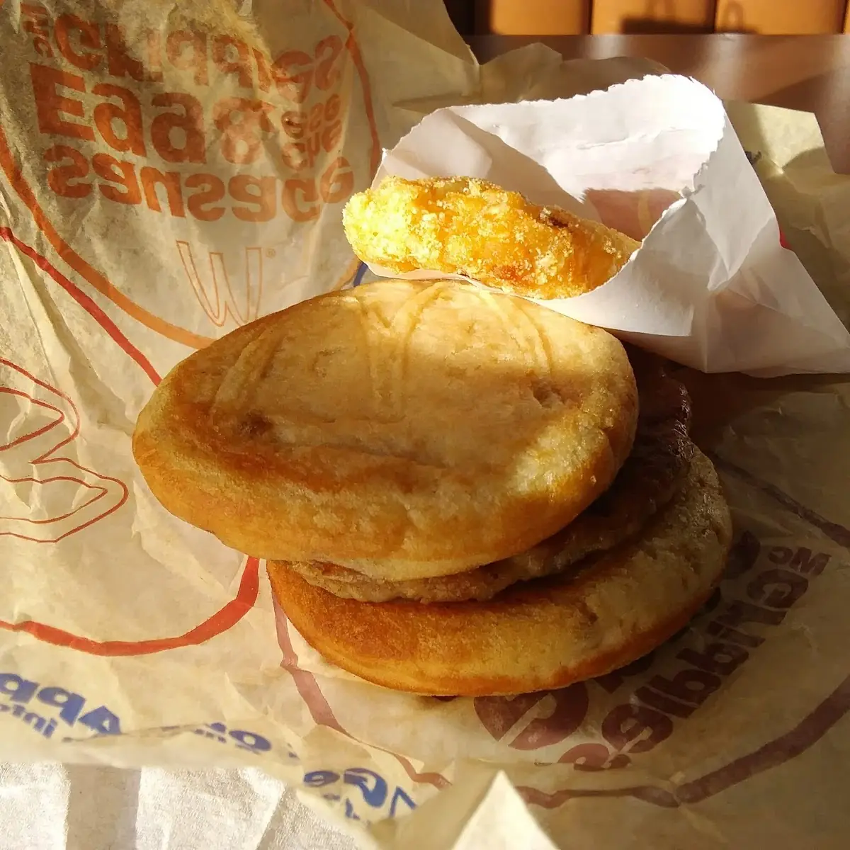 Sausage Mcgriddle and a Hash Brown