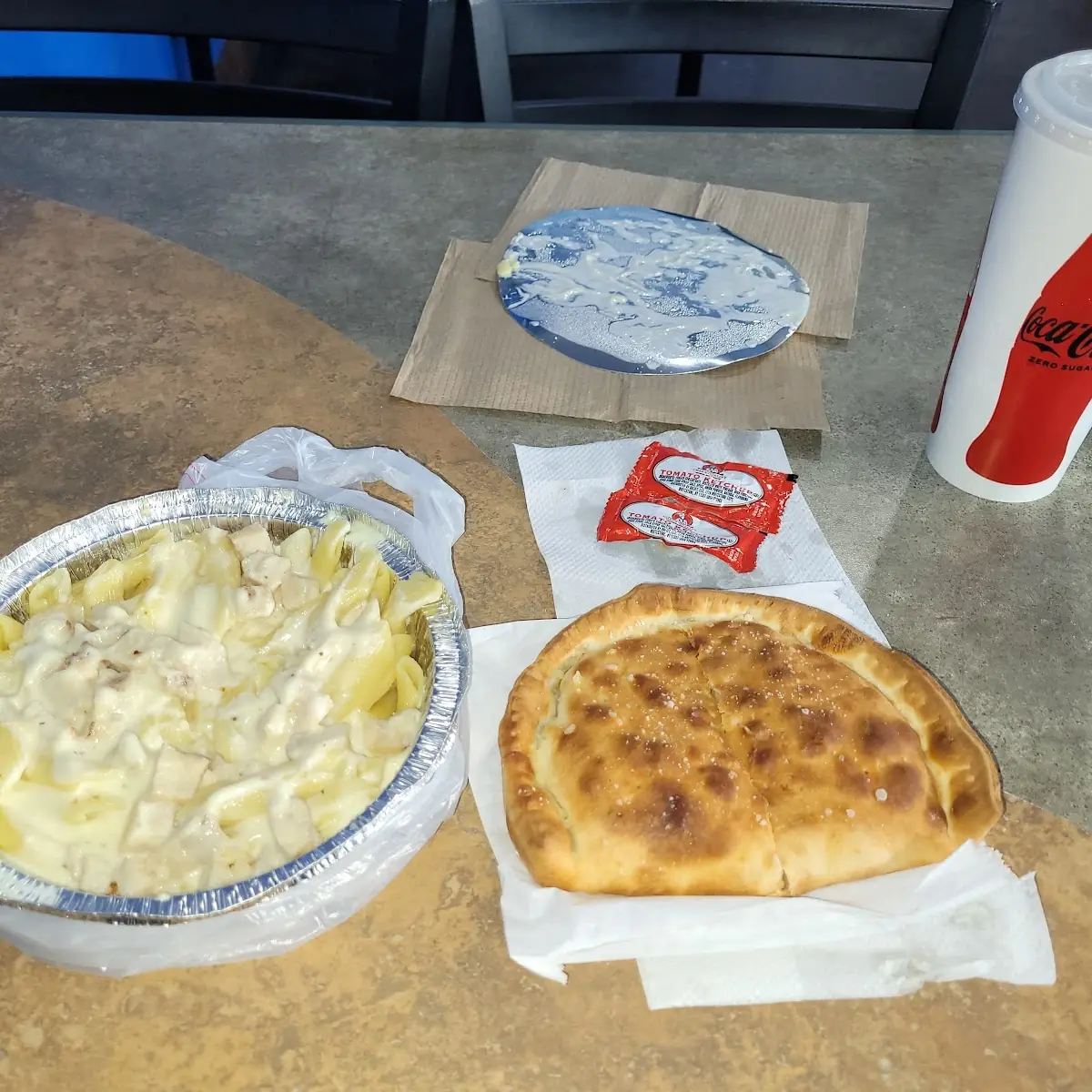 Chicken Alfredo and Supreme Calzone