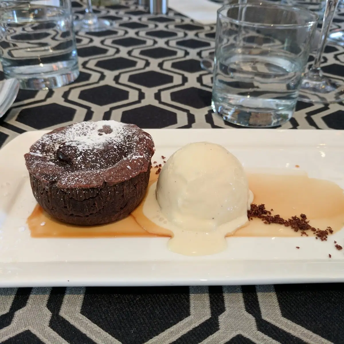 Molten Chocolate Cake Caramel Sauce Vanill