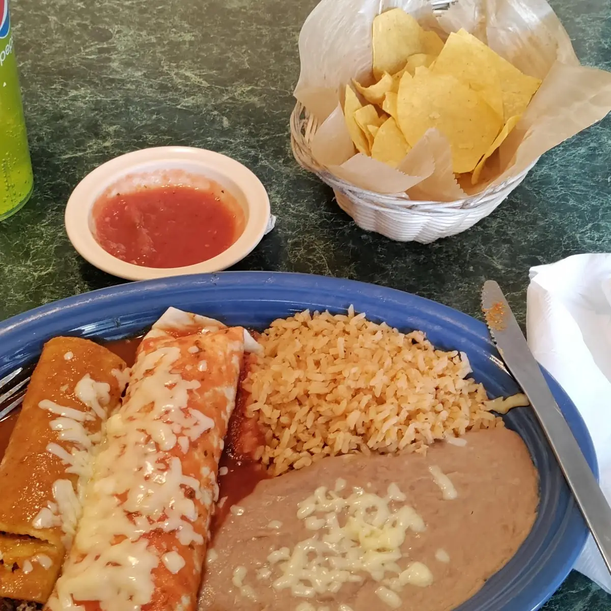 Beef Enchilada and Beef Barrito