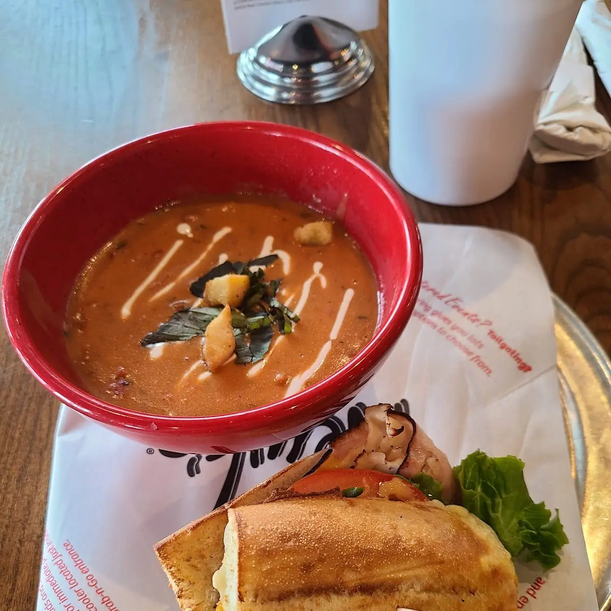 Basil Tomato Soup and Newk Sandwich
