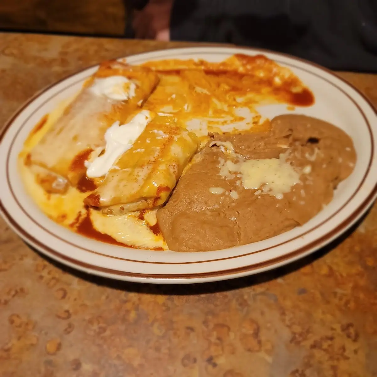 Enchilada with Rice & Refried