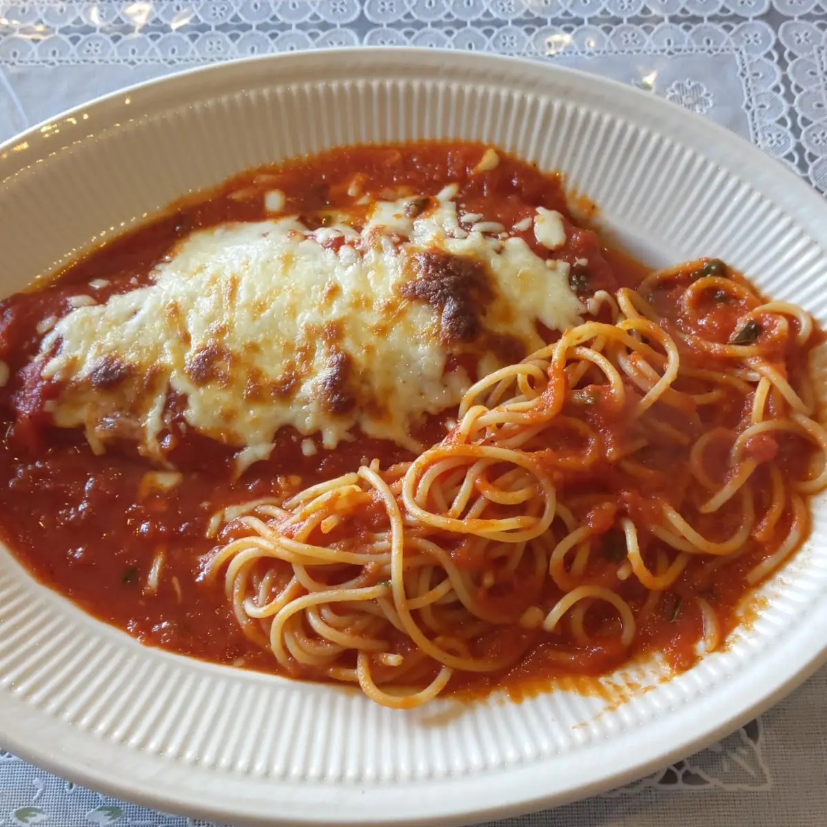 Chicken Parmigiana with Spaghetti
