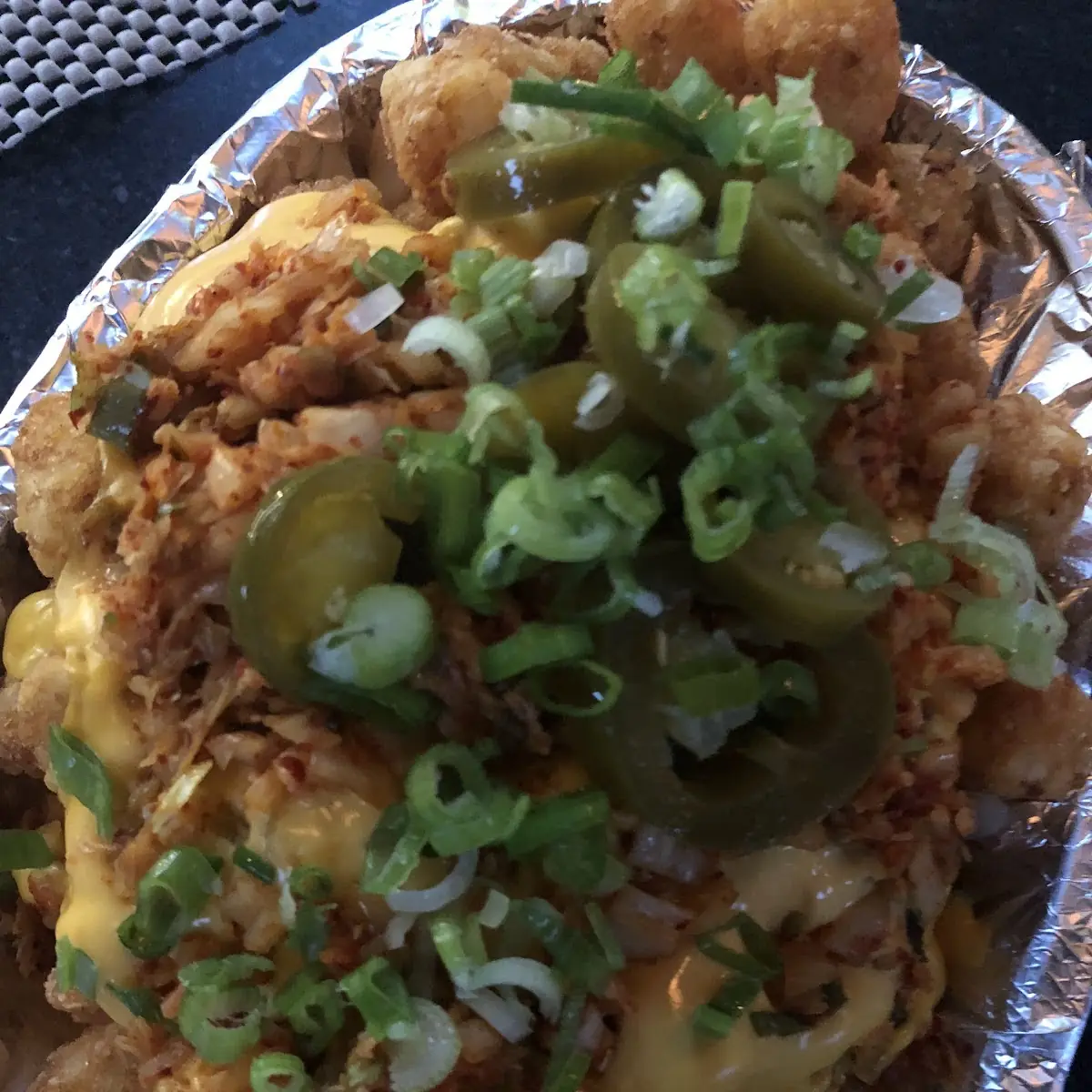 Cheesy Kimchi Tater Tots