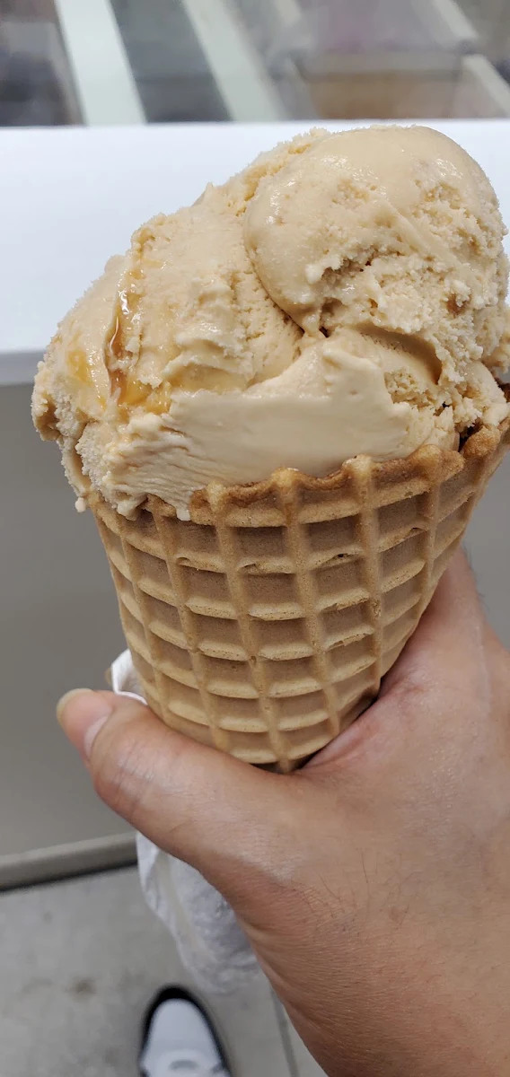 Salted Caramel Ice Cream in a Waffle Cone